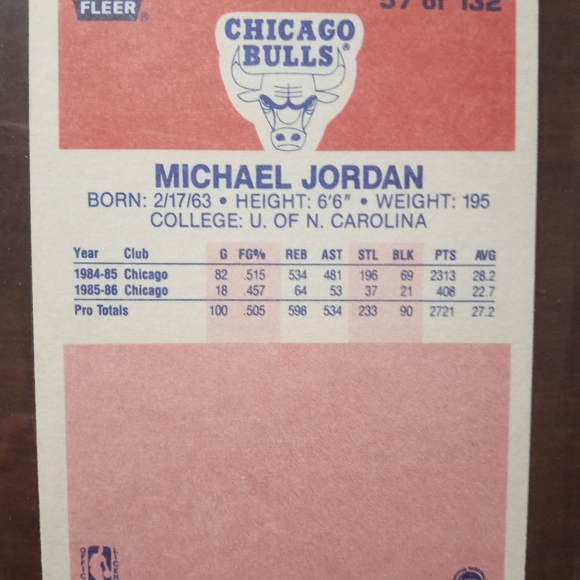 1986 Fleer Michael Jordan RC rookie card and UD3 MJ3-1 die cut insert - Picture 3 of 7